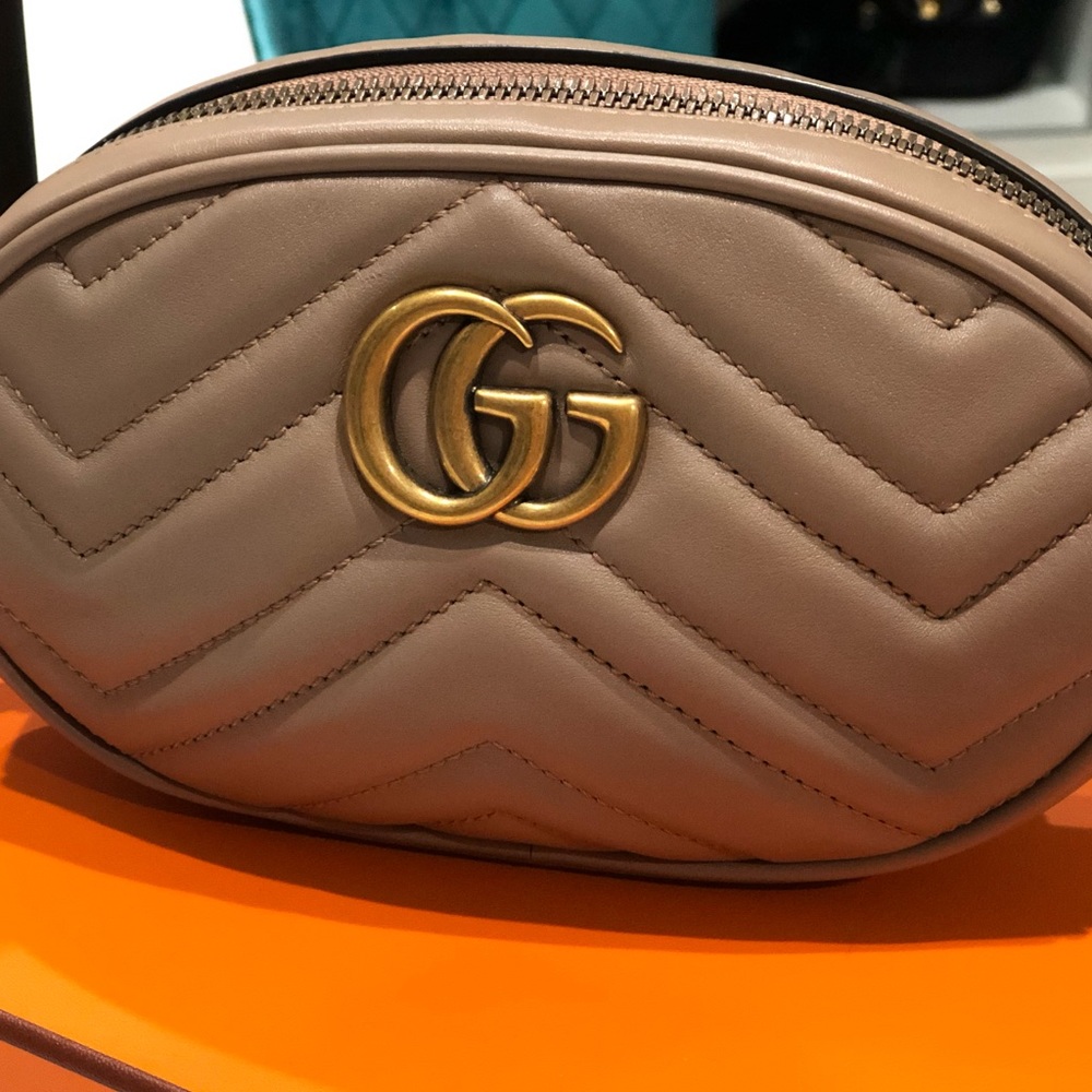 Gucci Marmont belt bag dusty rose (beige) sz 75